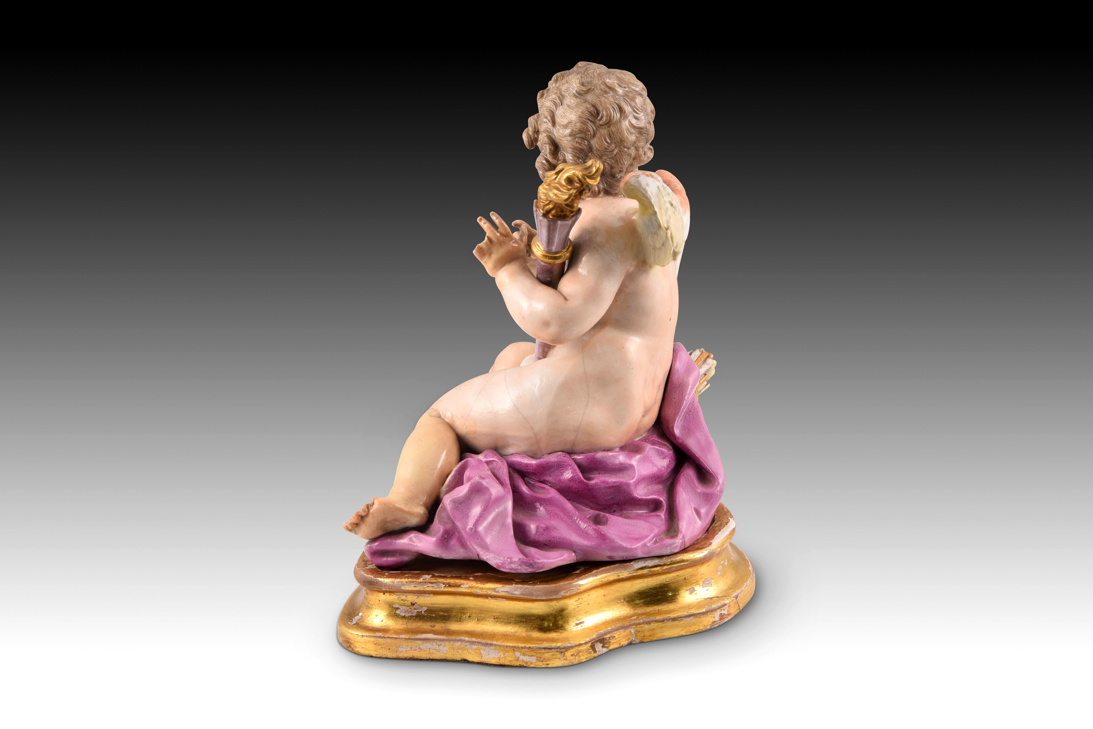 Neoclassico Cupido, porcellana smaltata, ecc. Forse Meissen, XIX secolo in vendita