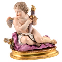 Antique Cupid, Glazed Porcelain, Etc. Possibly Meissen, 19th Century