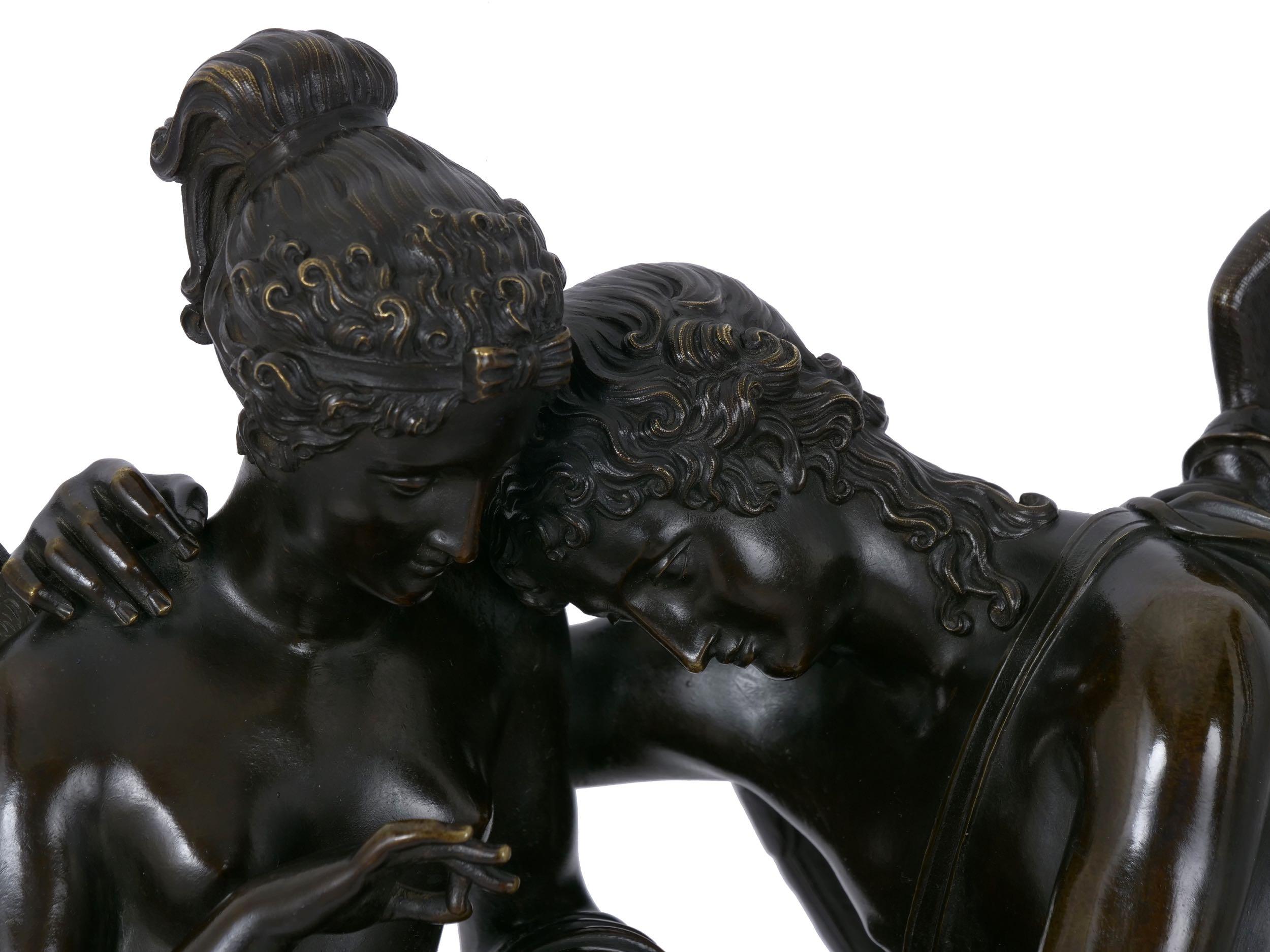 “Cupid & Psyche” French Empire Bronze Sculpture Mantel Clock, circa 1815 7