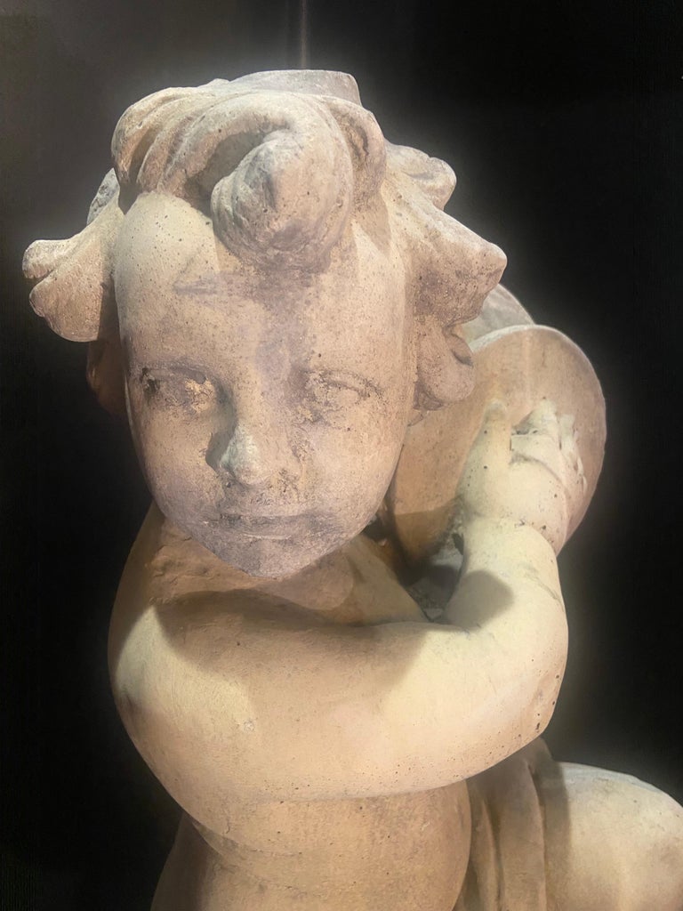 Cupid Statue on Pedestal For Sale at 1stDibs