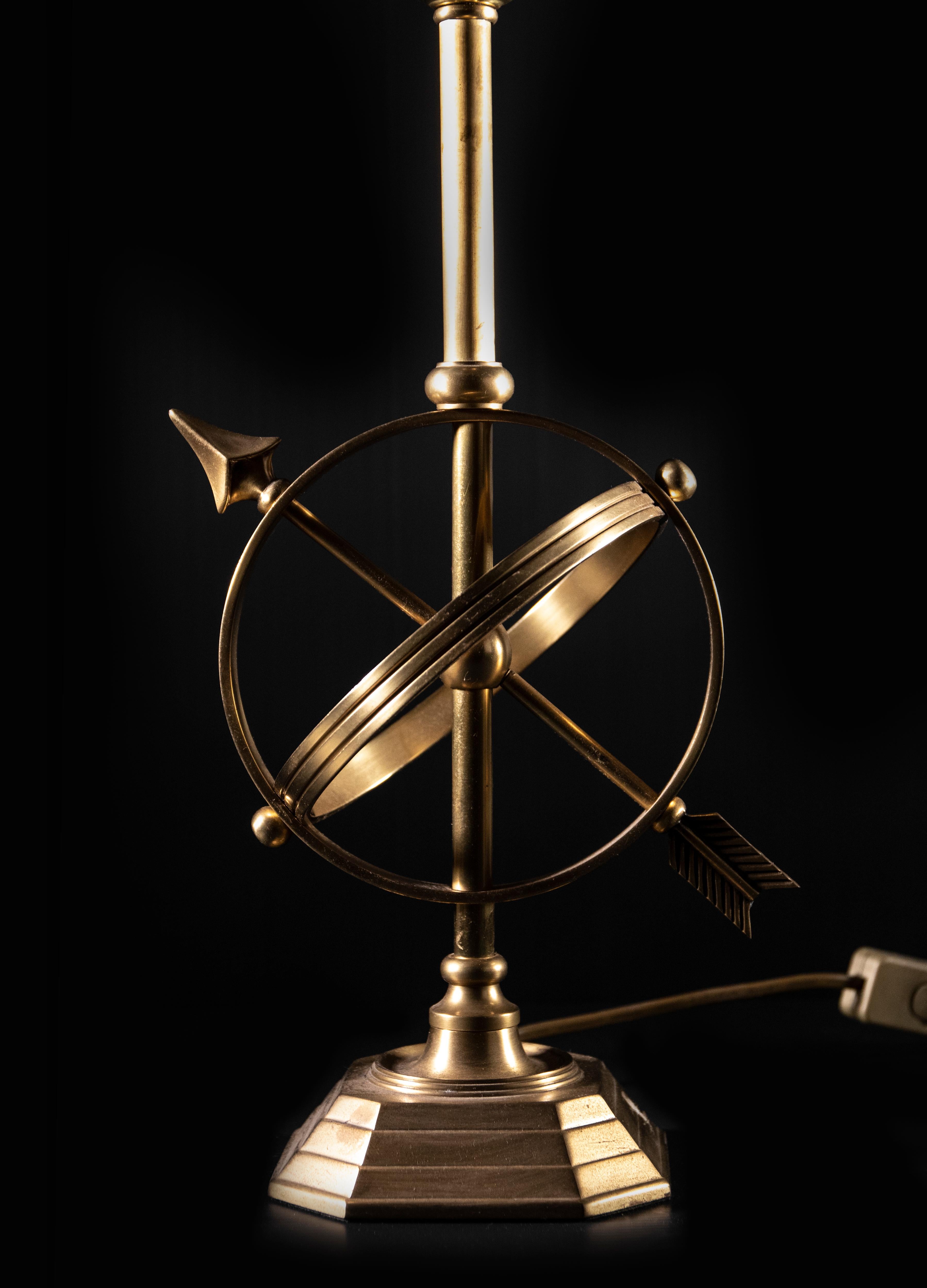 Italian Cupido Brass Table Lamp, Italy Mid-20th Century