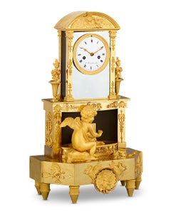 Cupid's Fire French Empire Mantel Clock by Bergmiller