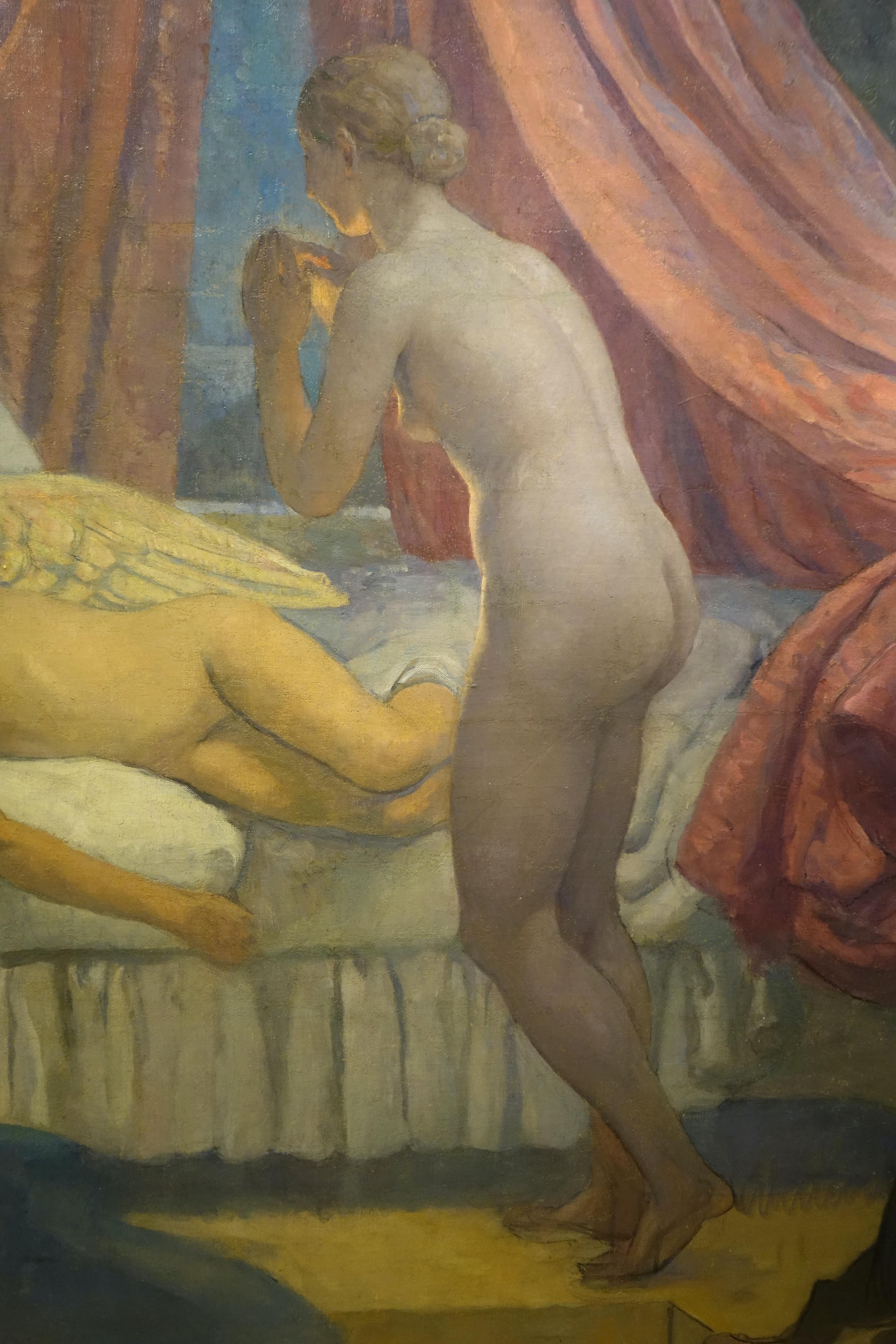 Dipinto a mano Il sonno di Cupido, A&M. RAYNOLT ca. 1925-1930 in vendita