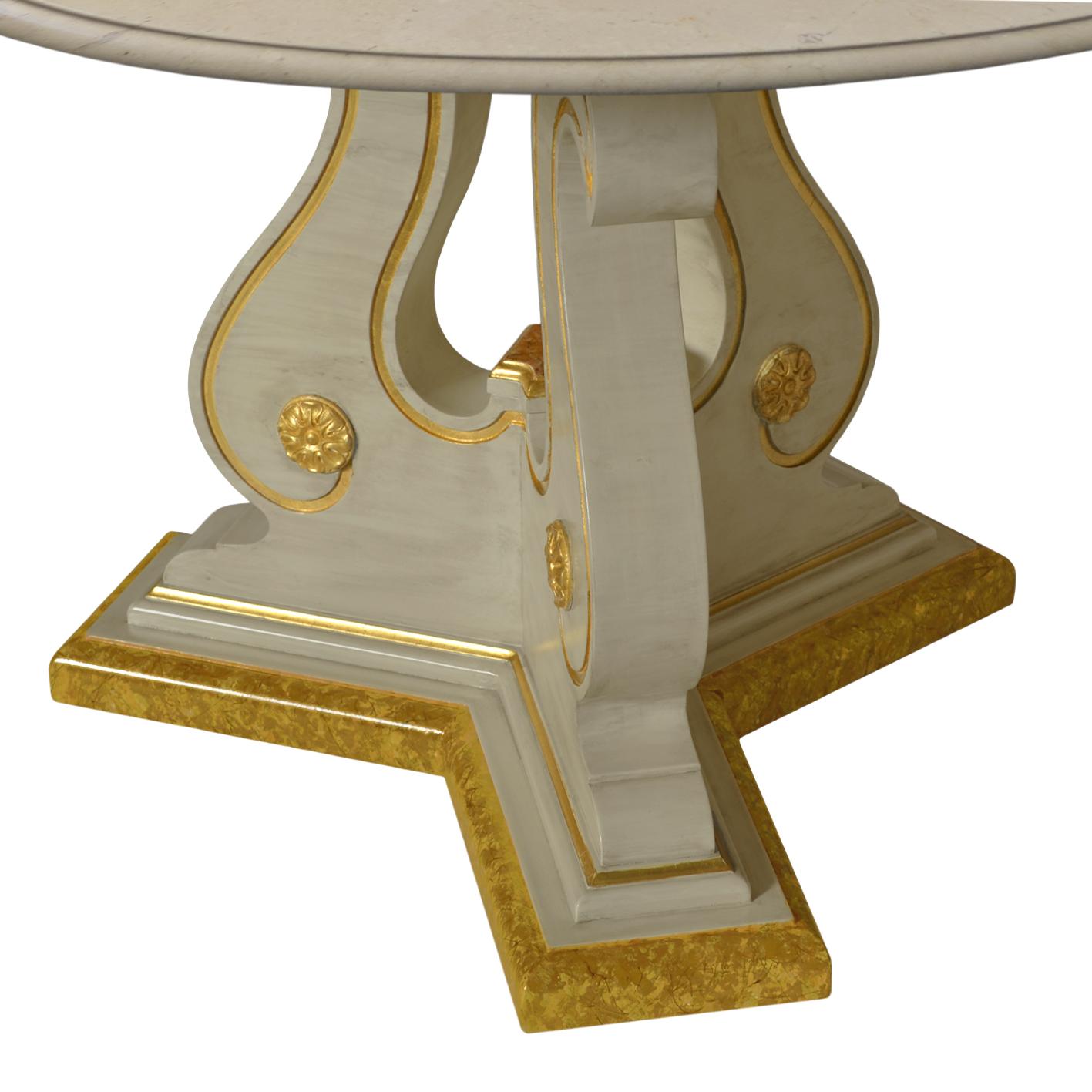 Style Adam Table de salle à manger marbre beige et incrustations scagliola  Disponible en Italie en vente