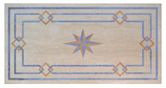 Coffee Table Travertine, Blue Scagliola Decor Handmade in Italy by Cupioli