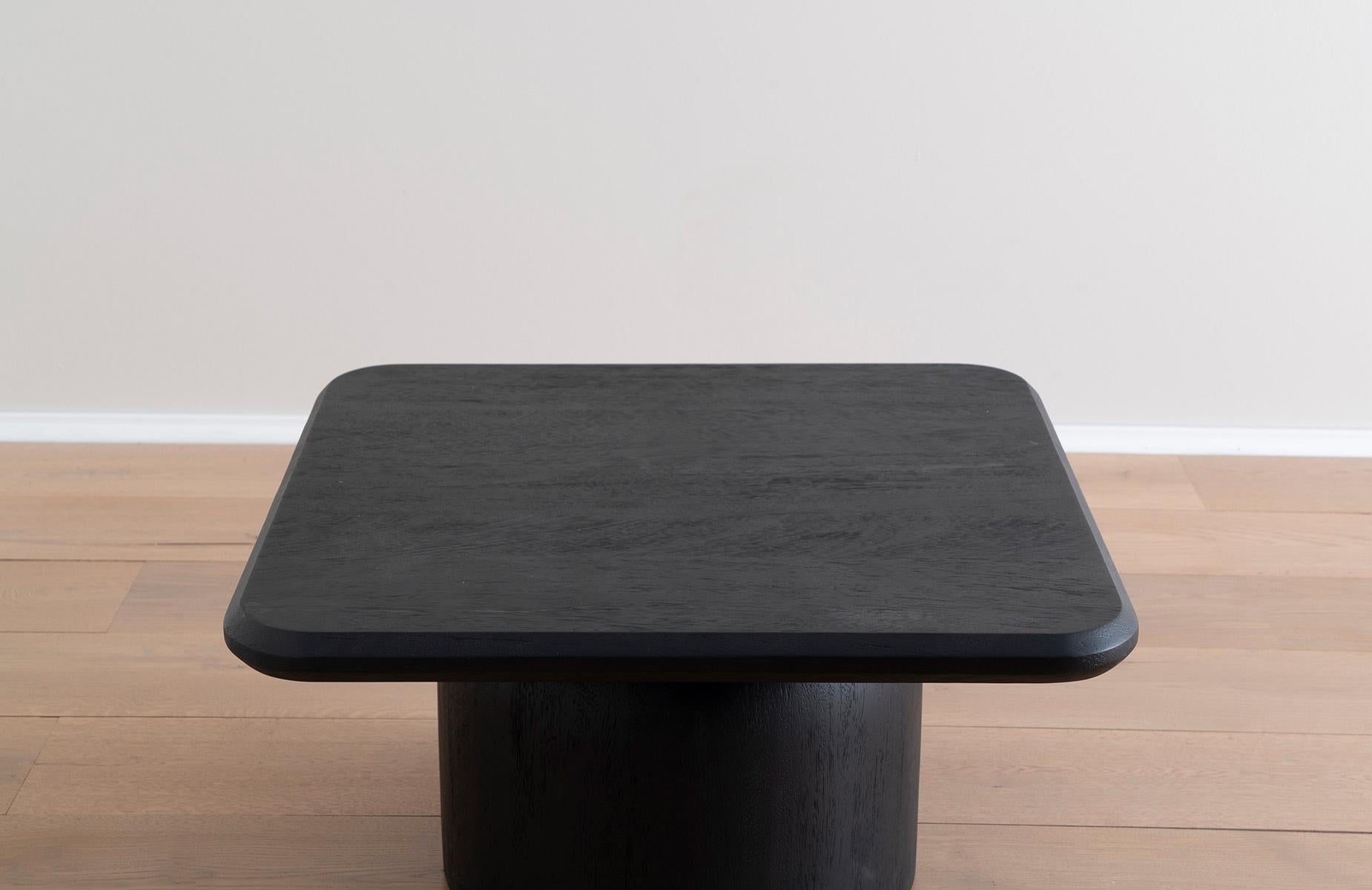 Modern Cupola Square Table in Black Stain Conacaste Wood