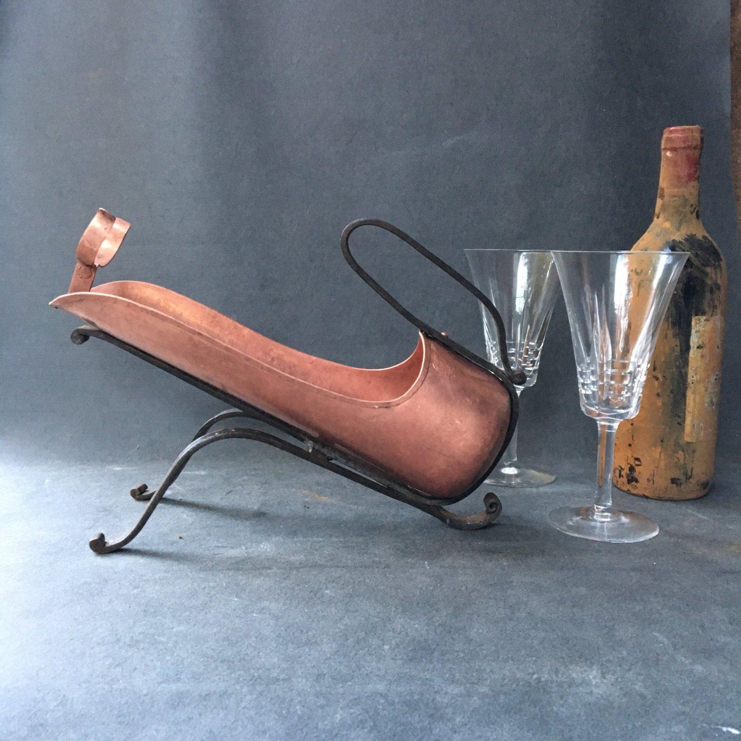 French Cupper Wine Bottle Holder of Jean Goardere For Sale