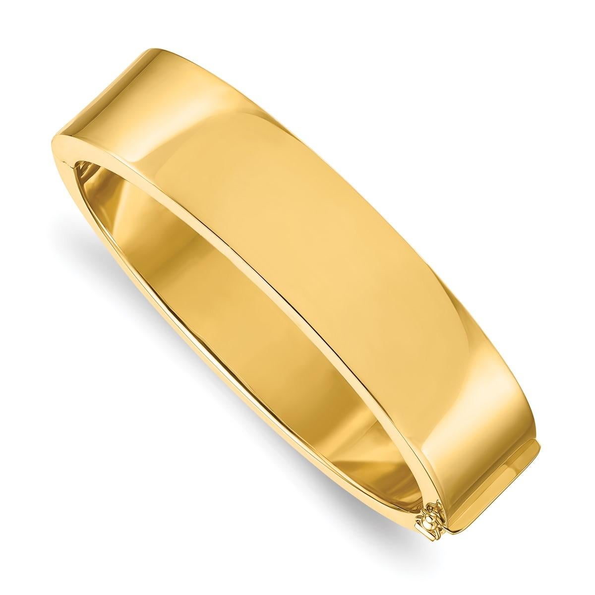 Curata Bracelet jonc à charnières plat en or jaune 14 carats poli Neuf - En vente à Great Neck, NY
