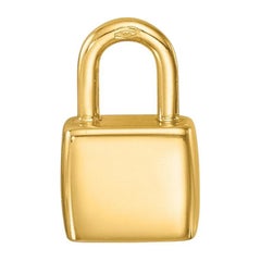 Ciondolo a forma di lucchetto solido 3-D in oro giallo italiano 14k Curata, lucido e piccolo