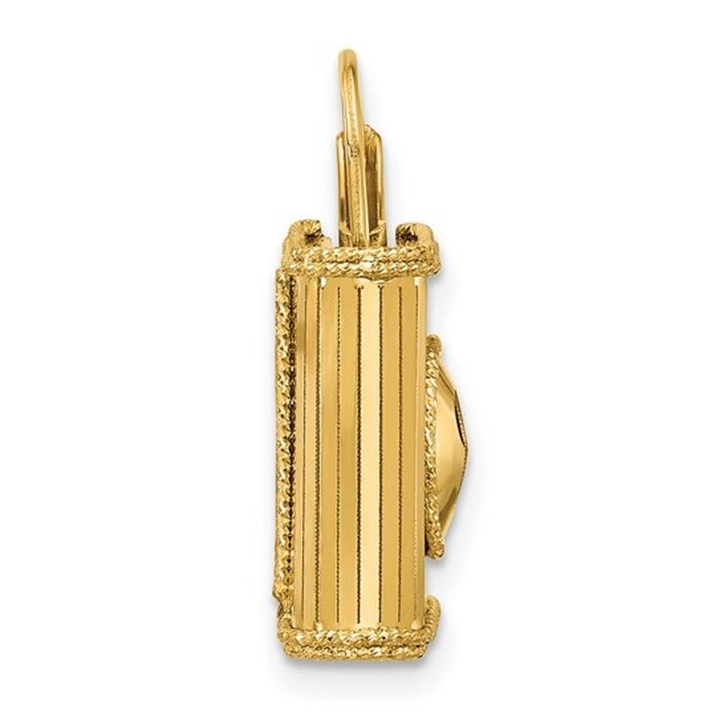 Metal Stamp: 14k
Measurement: 14mm wide x 22mm long
Country of Origin: Italy
Chain: Not included
Weight: 2.9 grams
Certificate of Authenticity Included

This 14k Yellow Gold Italian Textured 3-Dimensional Lock Pendant is a unique and eye-catching