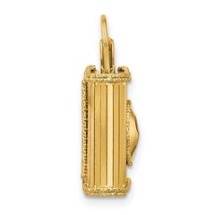 Curata 14k Yellow Gold Italian Textured 3-Dimensional Lock Pendant