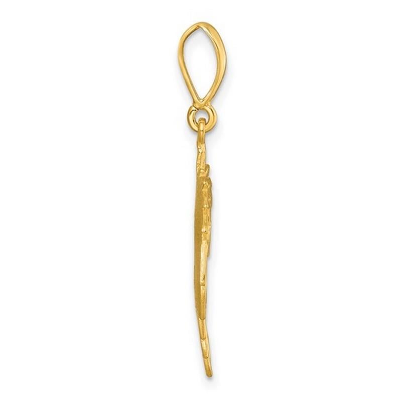 Art déco Curata Pendentif italien texturé en or jaune 14 carats avec grande feuille d'érable en vente