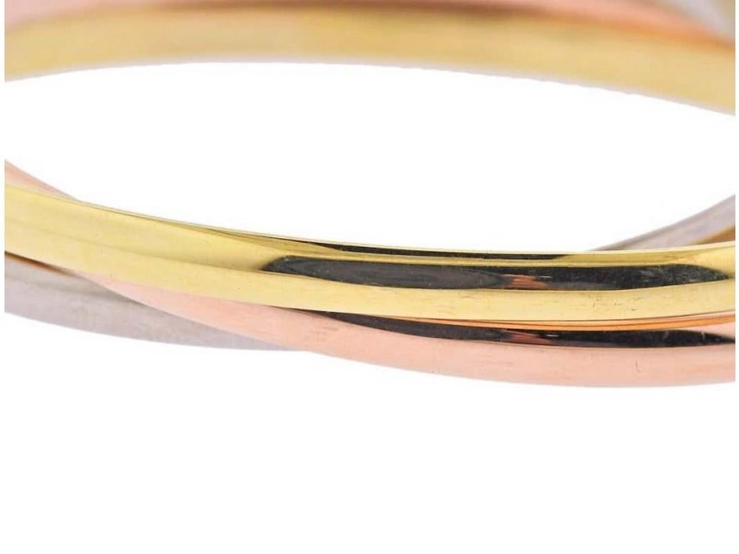 Moderne Curata Italian 14k Tri-color Gold Trinity Rolling-on Bangle Bracelet en vente