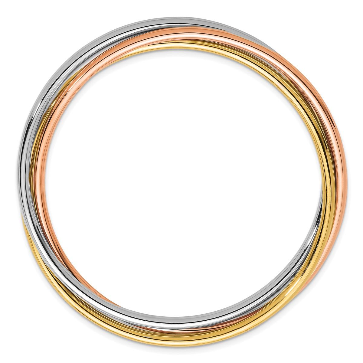Moderne Curata Italian 14k Tri-color Gold Trinity Rolling-on Bangle Bracelet en vente