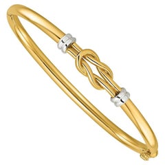 Curata Italian 14k Two Tone Gold Love Knot Hinged Stackable Bangle Bracelet