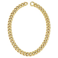 Curata Italian 14k Yellow Gold Chunky Curb Link Statement Necklace