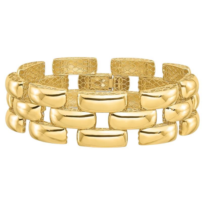 Curata Italian 14k Yellow Gold Panther Link Stampato Bracelet For Sale