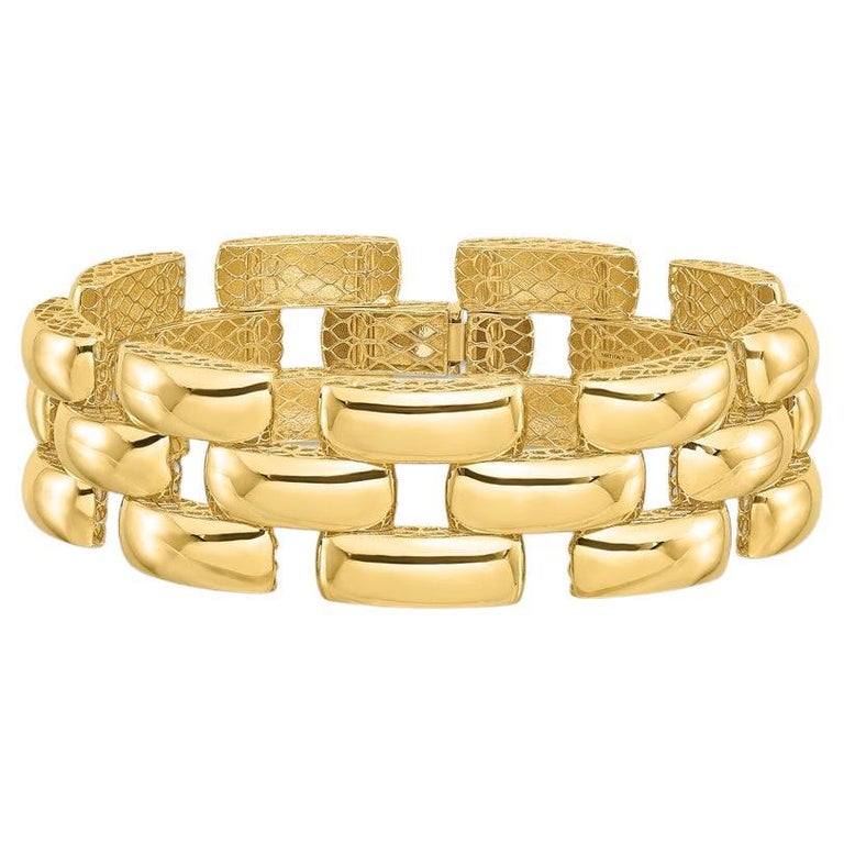 14k Yellow Gold Diamond Panther Hook Bangle Bracelet DBR-23109