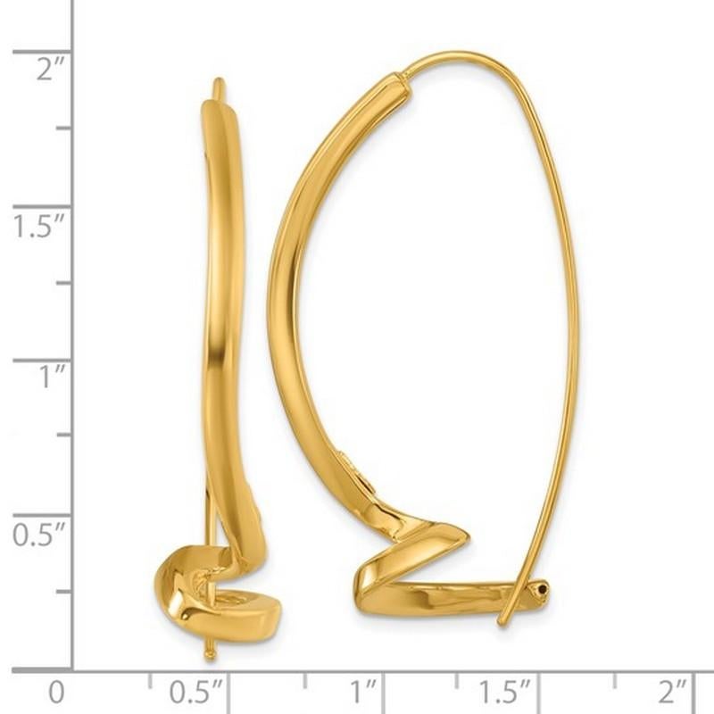 Modern Curata Italian 14K Yellow Gold Abstract Squiggle Drop Threader Earrings For Sale