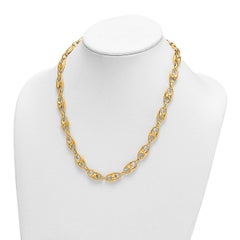 Curata Italian 18" 10mm 14k Yellow Gold Chunky Puffed Mariner Statement Necklace