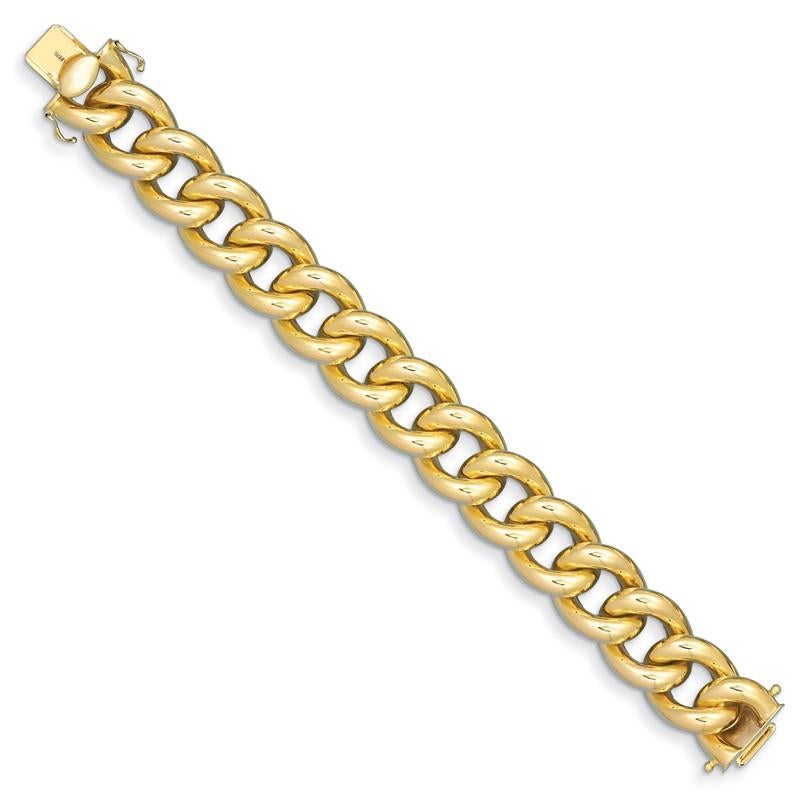 Curata Italian 18k Yellow Gold Chunky Curb Link Statement Bracelet In New Condition For Sale In Great Neck, NY