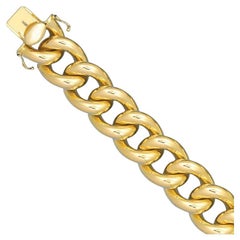 Curata Italian 18k Yellow Gold Chunky Curb Link Statement Bracelet