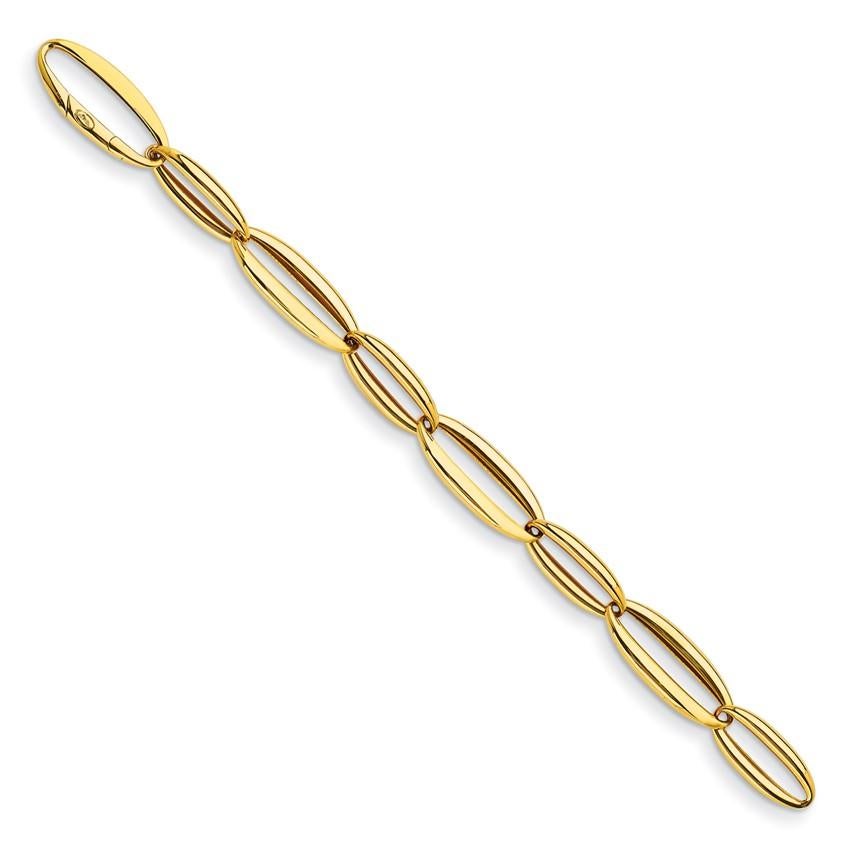 Modern Curata Italian 18k Yellow Gold Oval Link Stackable Statement Bracelet For Sale