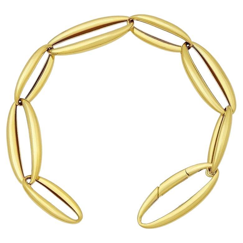Curata Italian 18k Yellow Gold Oval Link Stackable Statement Bracelet For Sale