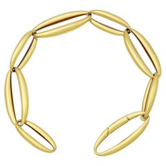 Curata Italian 18k Yellow Gold Oval Link Stackable Statement Bracelet
