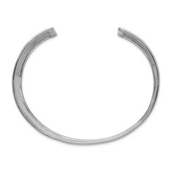 Curata Italian Solid 14k White Gold Hammered Cuff Bangle Bracelet