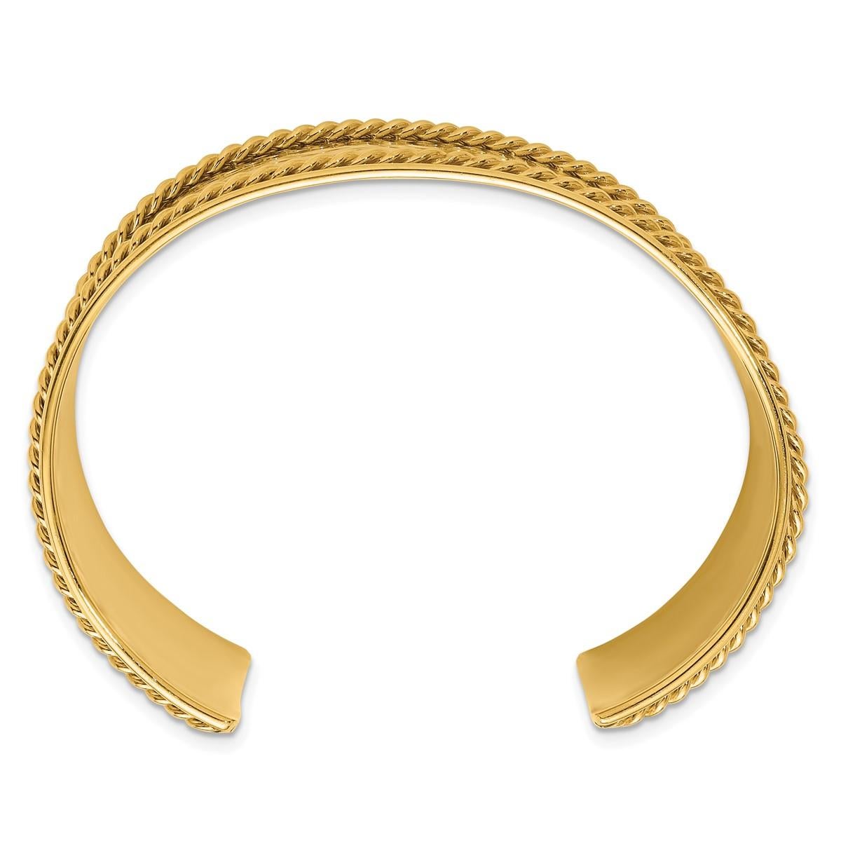 Curata Bracelet manchette italien en or jaune massif 14 carats, 37 mm en vente 1