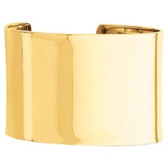 Vintage Curata Italian Solid 14k Yellow Gold Wide Polished Cuff Bangle Bracelet