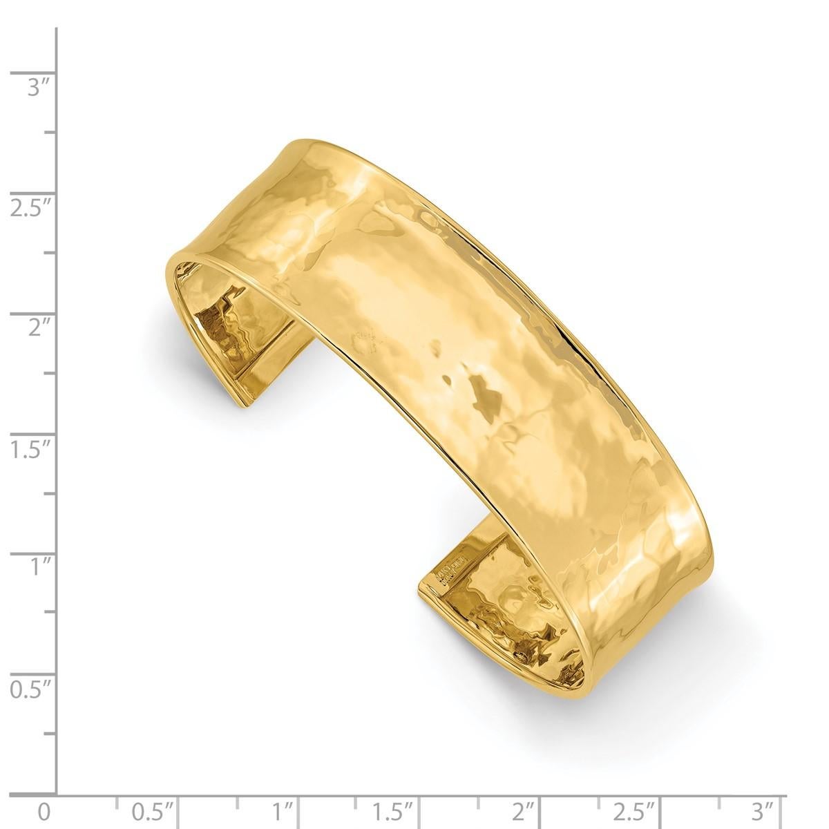 Curata Italienischer Armreif aus massivem 14k Gelbgold mit gehämmerter Manschette im Zustand „Neu“ im Angebot in Great Neck, NY