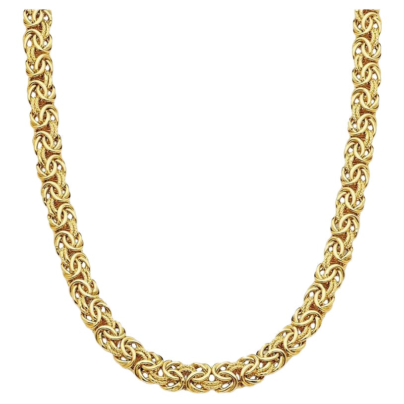 Curata Italian Solid 18k 16.5" Yellow Gold Byzantine Statement Necklace For Sale