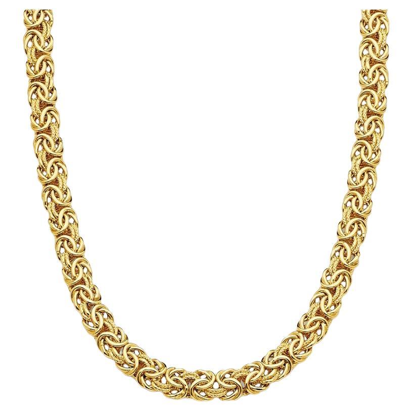 Curata Italian Solid 18k Yellow Gold Byzantine Statement Necklace