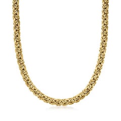 Curata Italian Solid 18k Yellow Gold Byzantine Statement Necklace