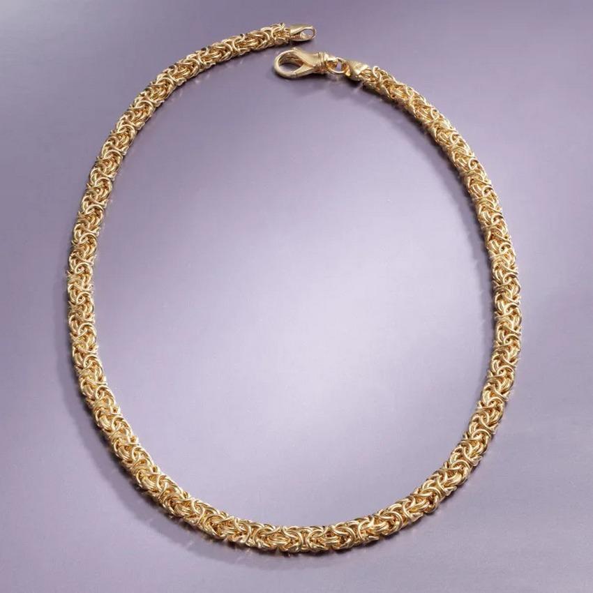 Curata Collier d'affirmation byzantin en or jaune massif 18 carats, Italie Neuf - En vente à Great Neck, NY