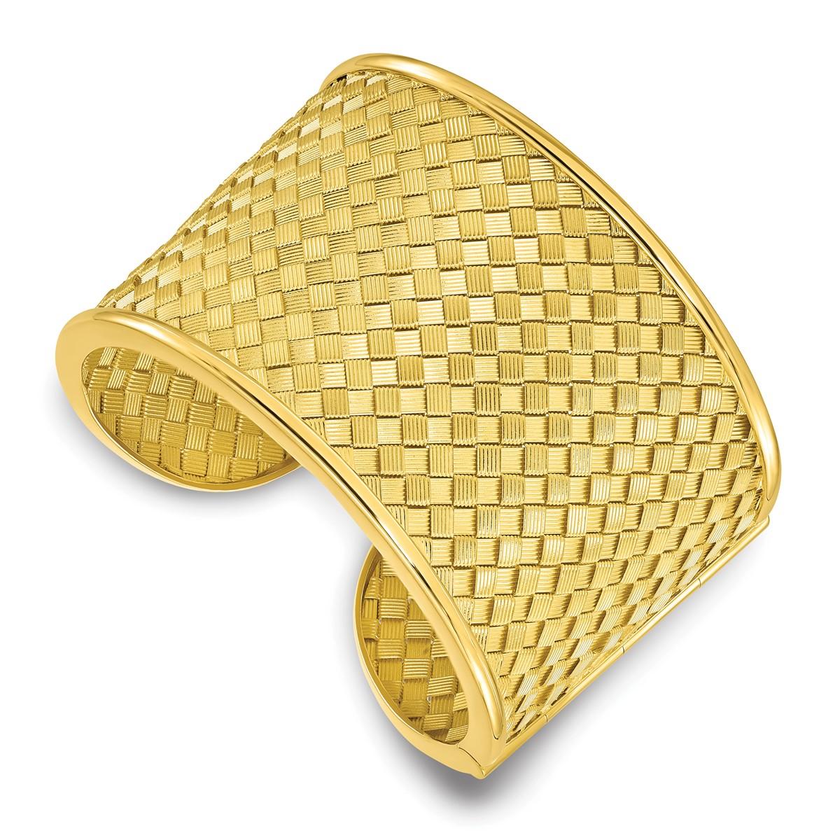Curata Bracelet jonc large tissé en or jaune 18 carats massif italien en vente 1