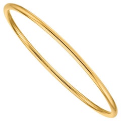 Curata Solid 14k Yellow Gold 8" 3mm Italian Polished Slip-on Bangle Bracelet