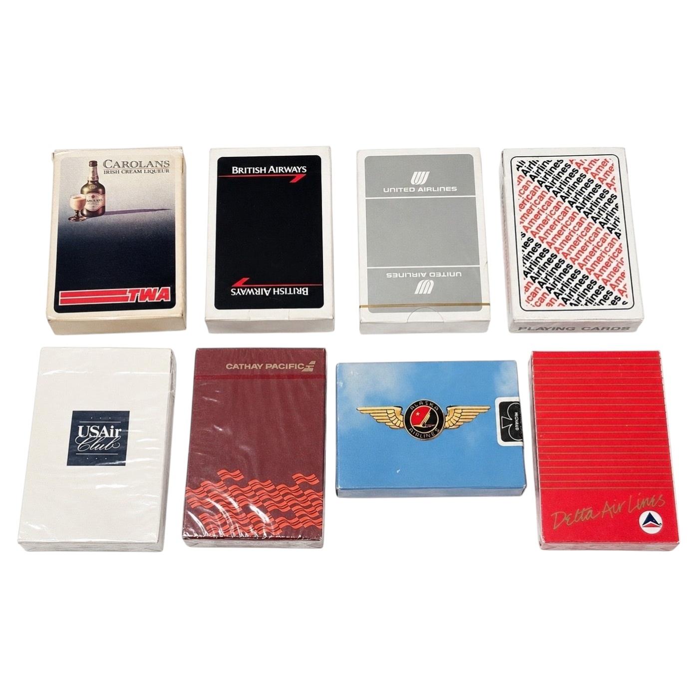 Curated Collection of Vintage Airline Promotional Playing Card Decks, New