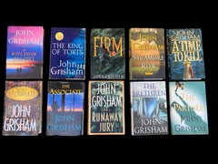 Curated John Grisham Set of 10 Slip-Covered Books for Library/Media Room Display