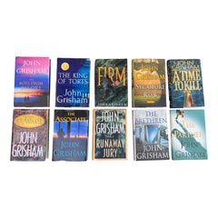 Curated John Grisham Set of 10 Slip-Covered Books for Library/Media Room Display