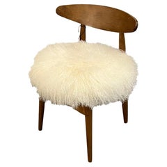 Curated Mid-Century Dining / Office / Accent Chair with New Fur in the Seat