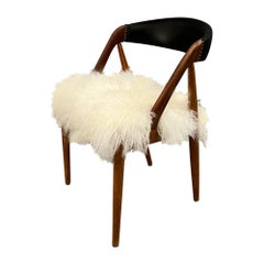 Curated Mid Century Dining/ Office/Accent Chair with New Mongolian Fur