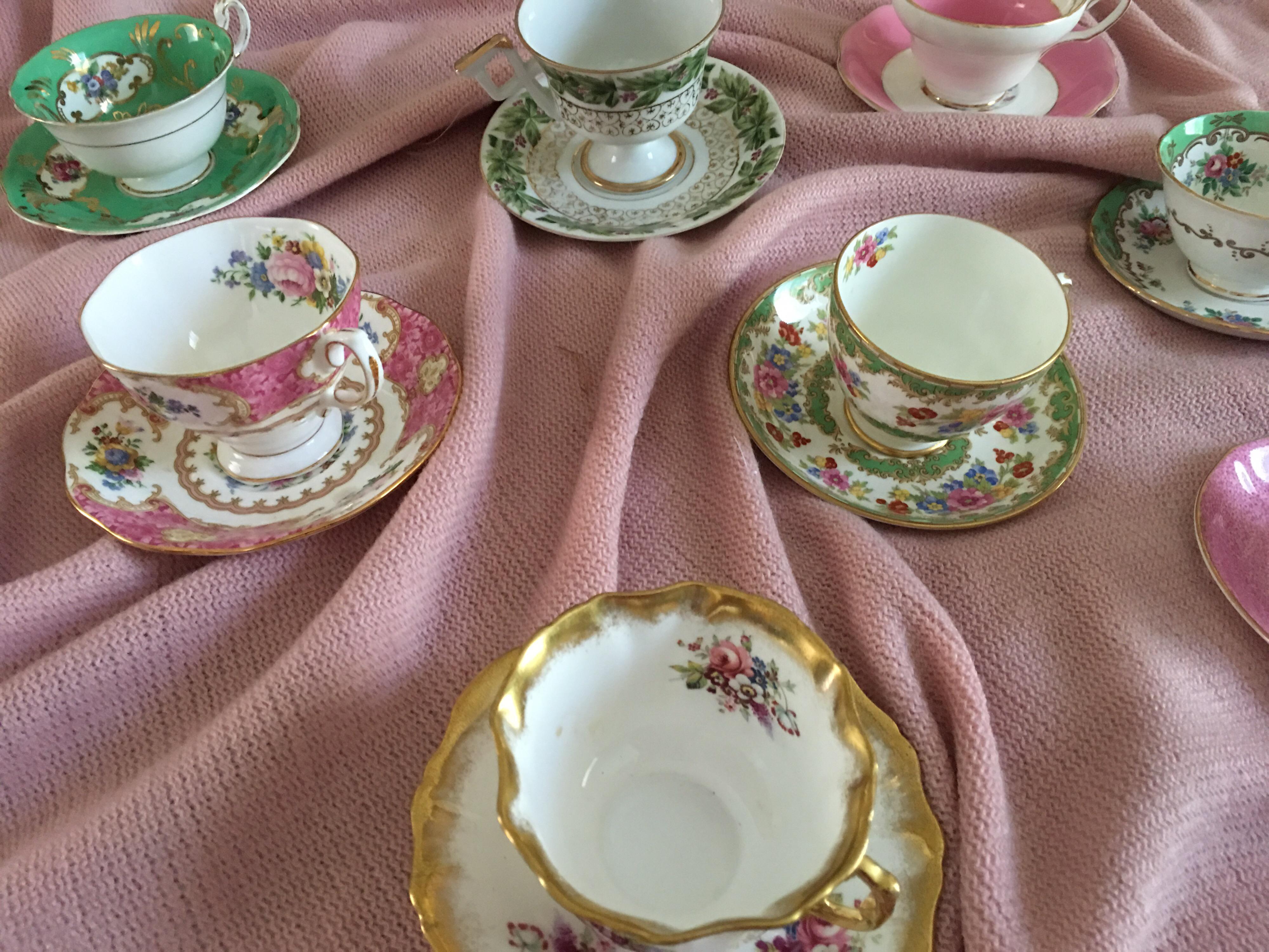 floral tea cups