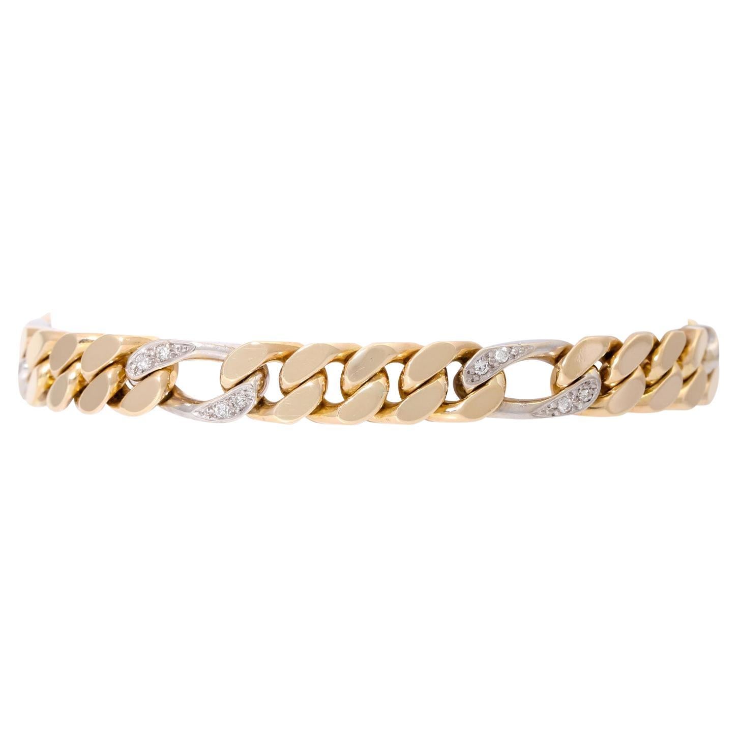 Curb Bracelet with 24 Diamonds For Sale