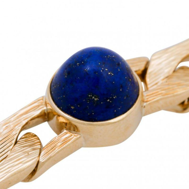 Curb Bracelet, with 4 Lapis Lazuli In Good Condition For Sale In Stuttgart, BW