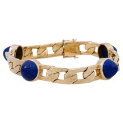 Curb Bracelet, with 4 Lapis Lazuli