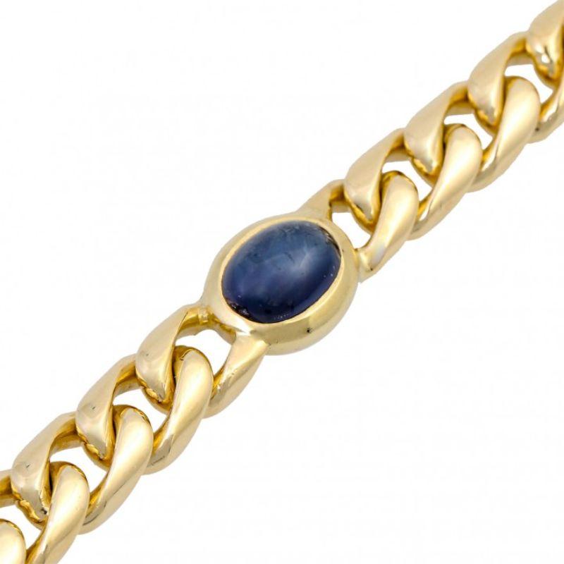 Women's Curb Bracelet with 4 Sapphire Cabochons For Sale