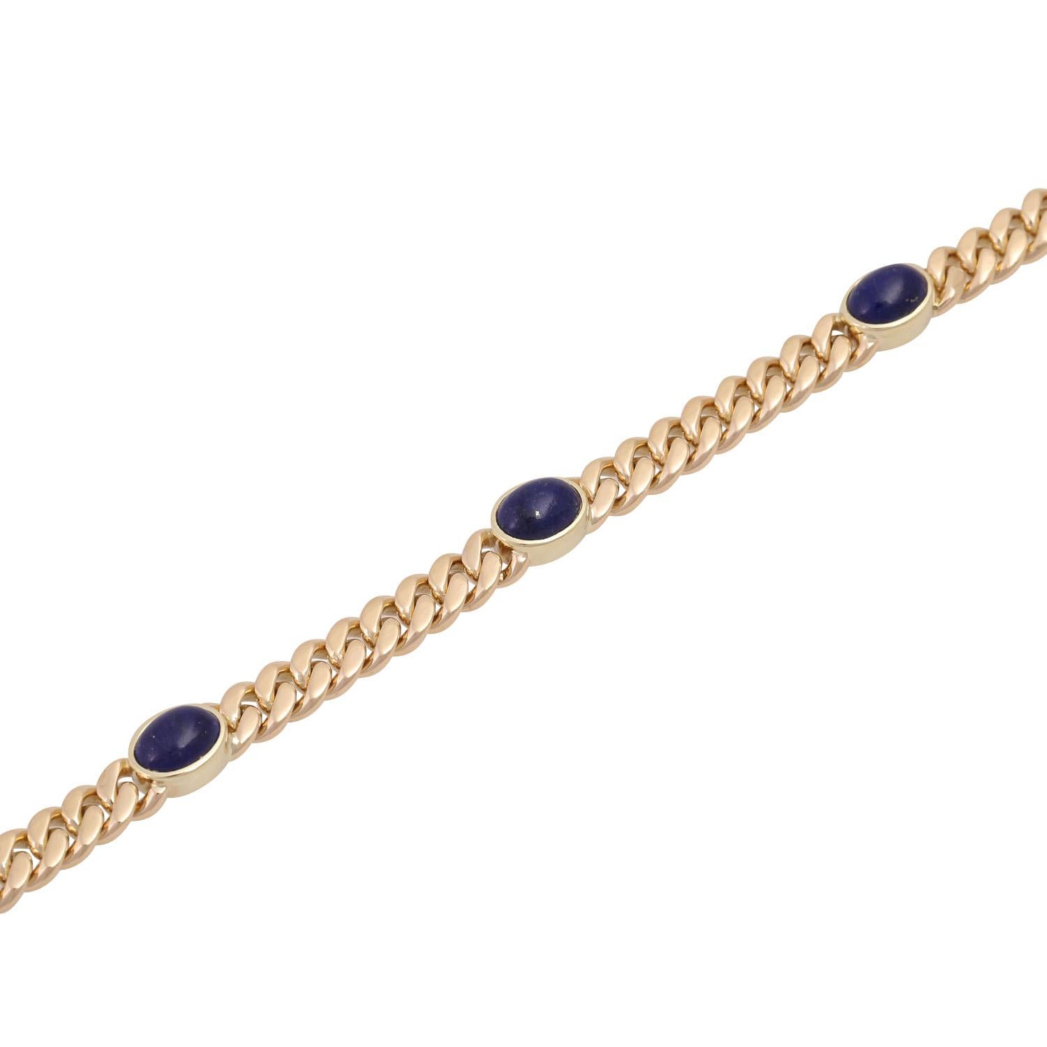 Curb-Armband mit 5 Lapislazuli-Lazuli im Zustand „Hervorragend“ im Angebot in Stuttgart, BW